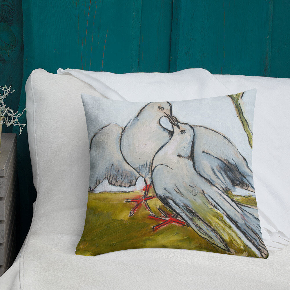 His & Her Doves Premium Pillow