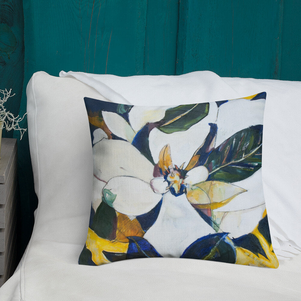 Navy Magnolia Premium Pillow