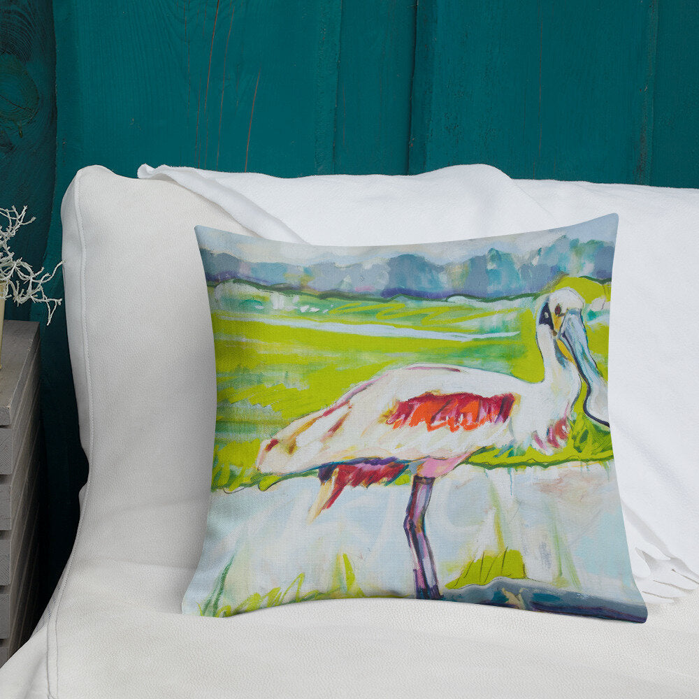 Roseate Spoonbill in His Sanctuary Premium Pillow