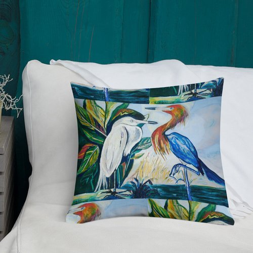 Herons Face-to-Face II Pattern Premium Pillow