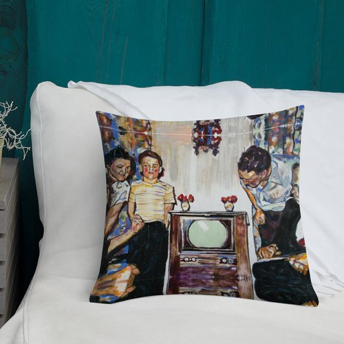 Vintage TV Pattern Premium Pillow