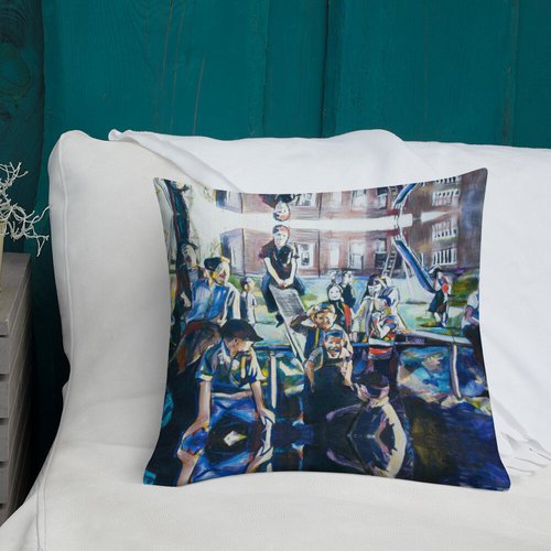 Vintage Schoolyard Reflection Premium Pillow