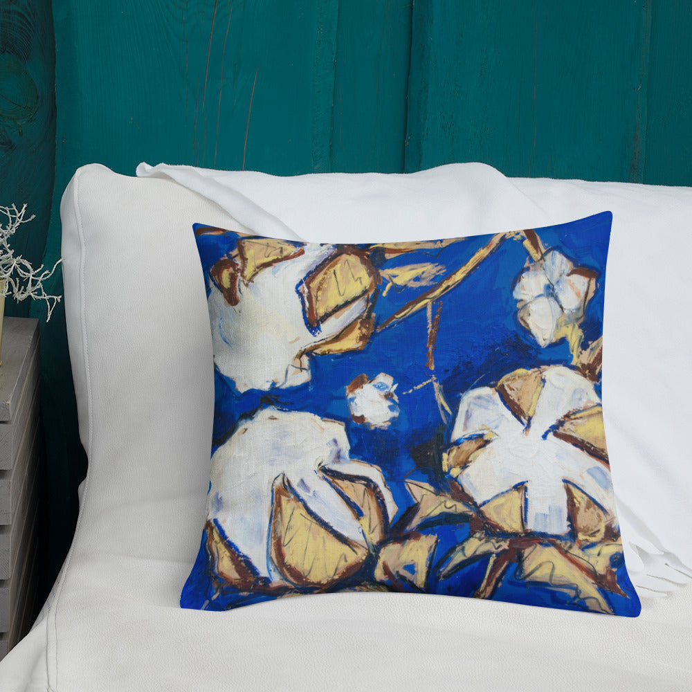 Cobalt & Gold Cotton Premium Pillow