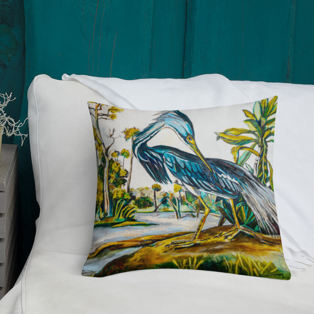 Blue Heron (Dark) Premium Pillow