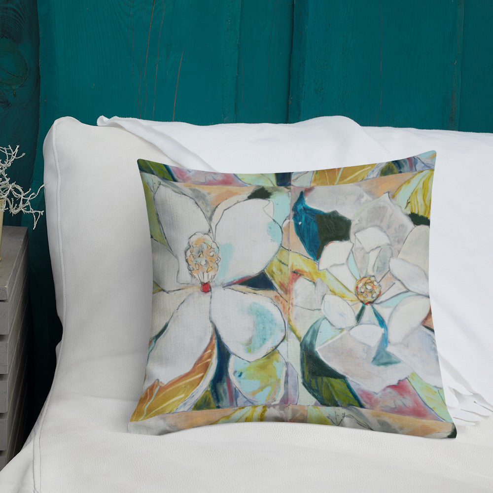 Soft Magnolia Diptych Premium Pillow