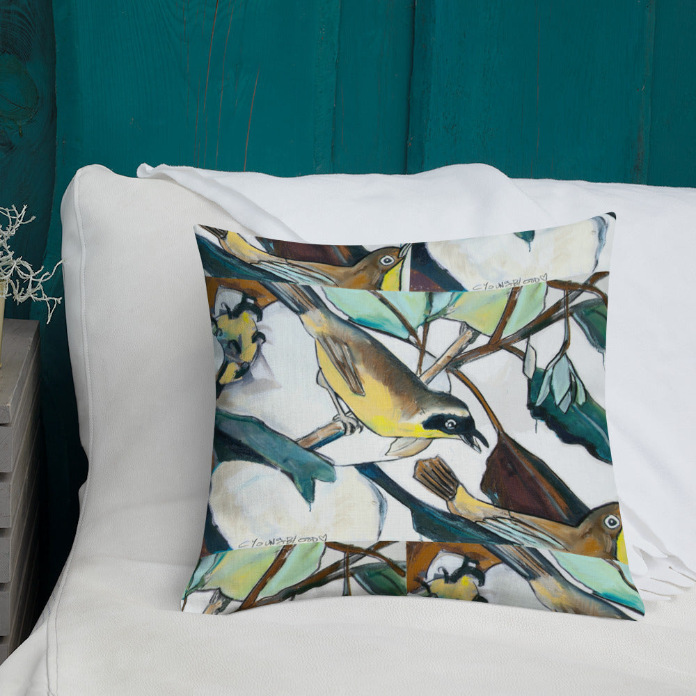 Yellowthroat and Magnolia Premium Pillow