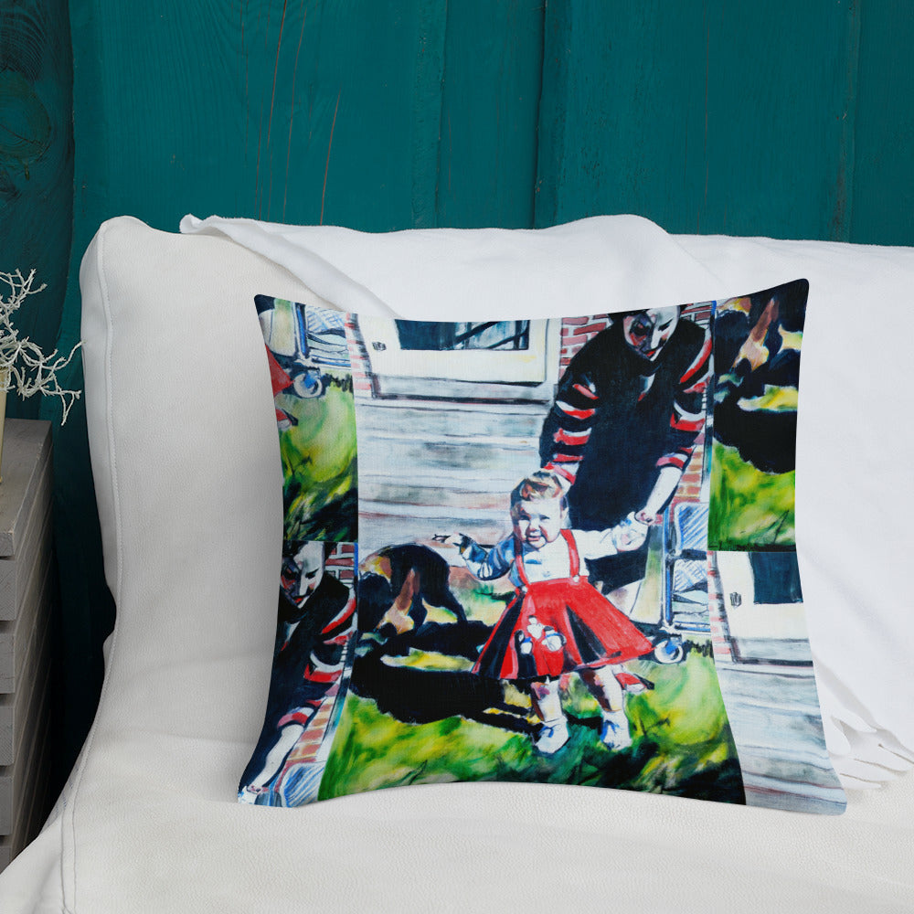 Vintage Mother with Baby in Red Dress Premium Pillow