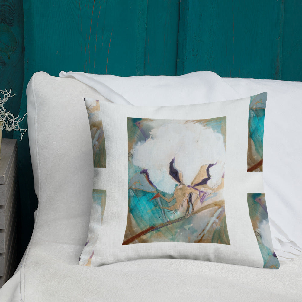 Cotton with Teal Splash III Premium Pillow