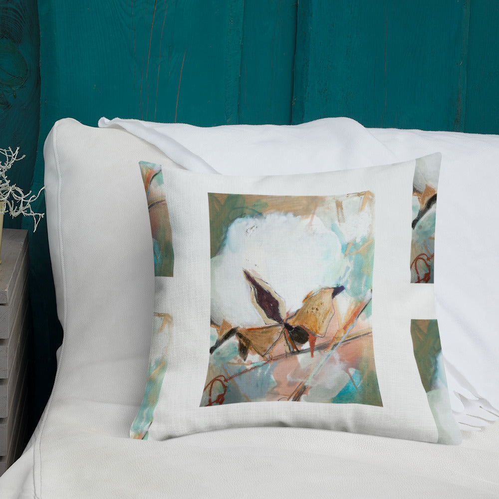 Cotton with Teal Splash Premium Pillow