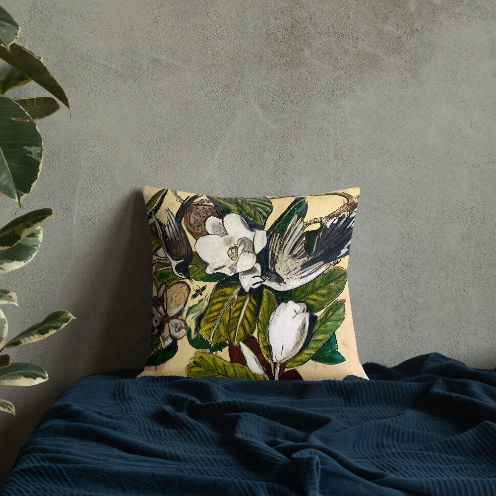 Cuckoos with Magnolia Premium Pillow