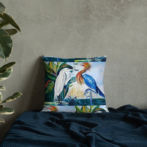 Herons Face-to-Face II Pattern Premium Pillow