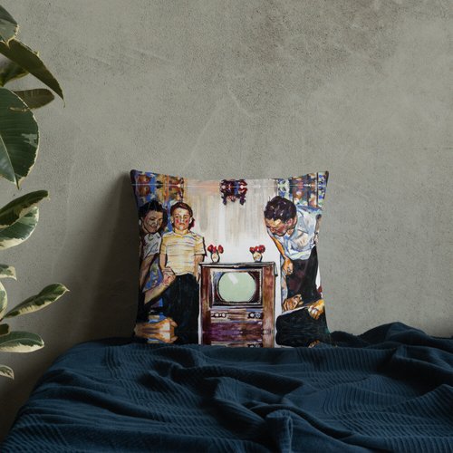 Vintage TV Pattern Premium Pillow