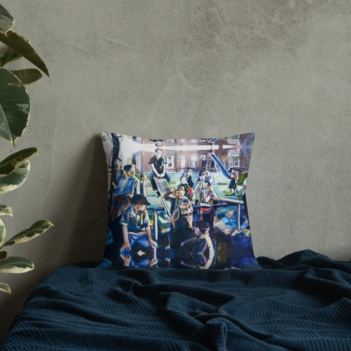 Vintage Schoolyard Reflection Premium Pillow