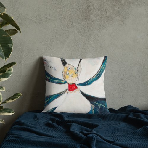 Cubist Magnolia with Red Center Premium Pillow