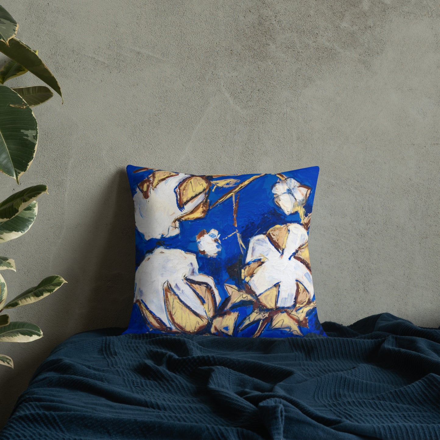 Cobalt & Gold Cotton Premium Pillow