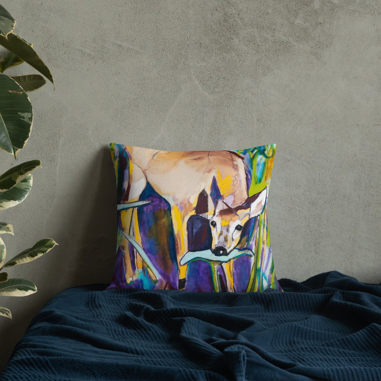 Deer with Lilypads Premium Pillow