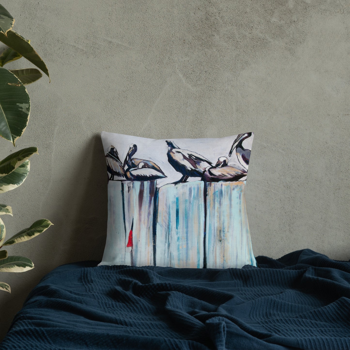 Pelicans on the Pier Premium Pillow