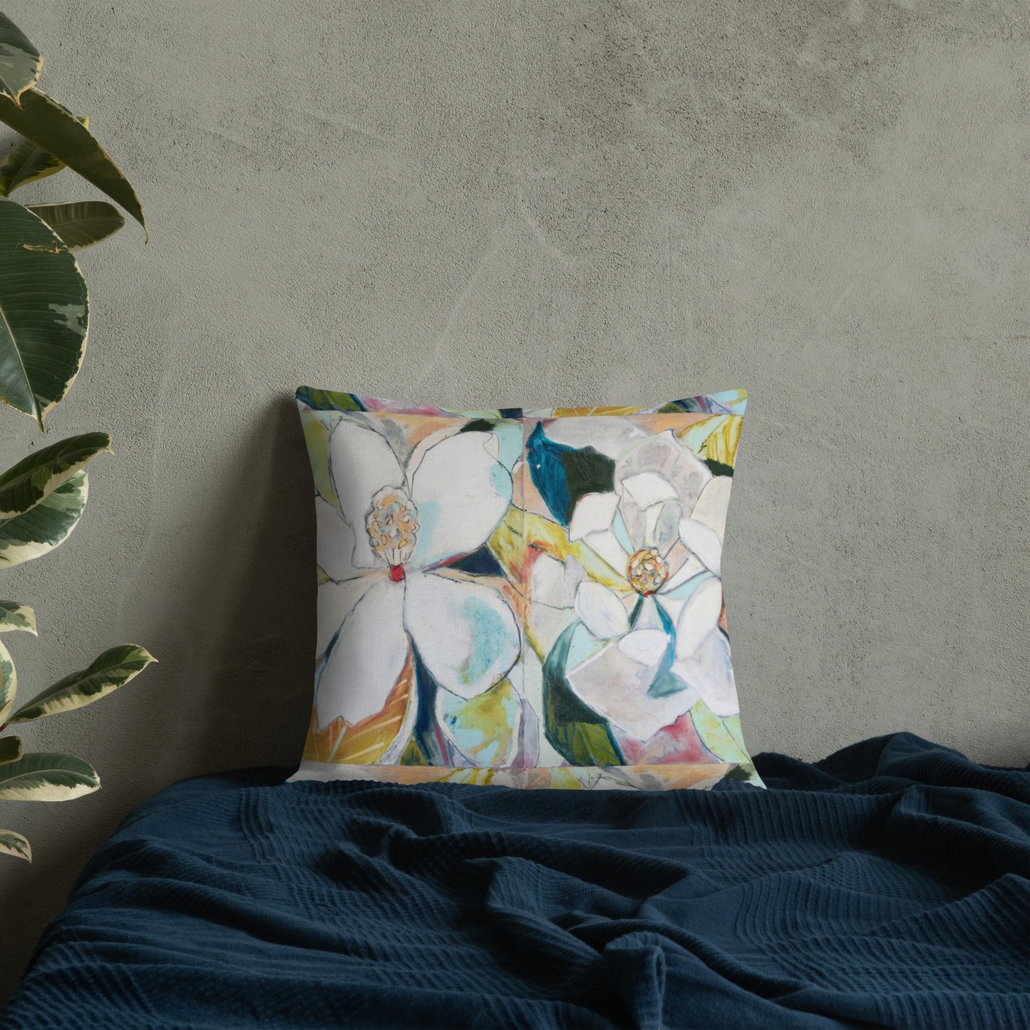 Soft Magnolia Diptych Premium Pillow