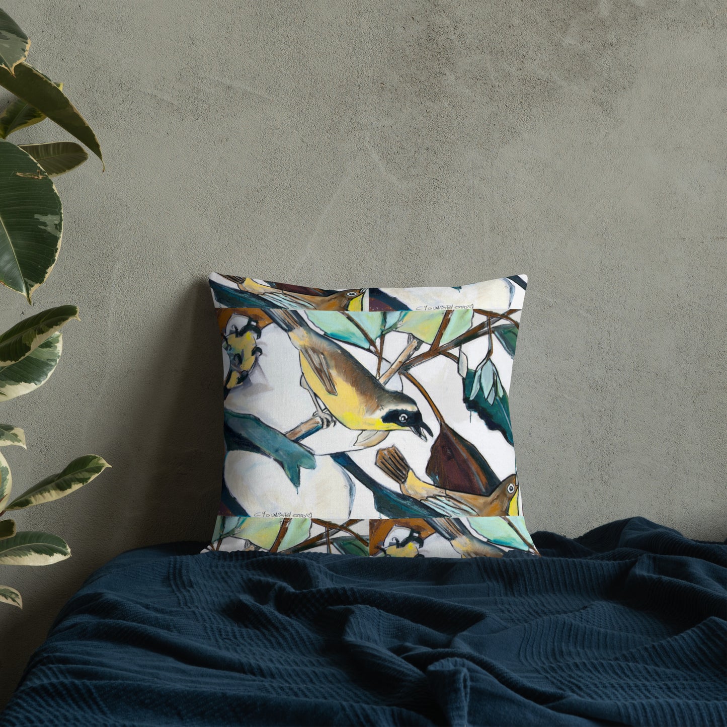 Yellowthroat and Magnolia Premium Pillow