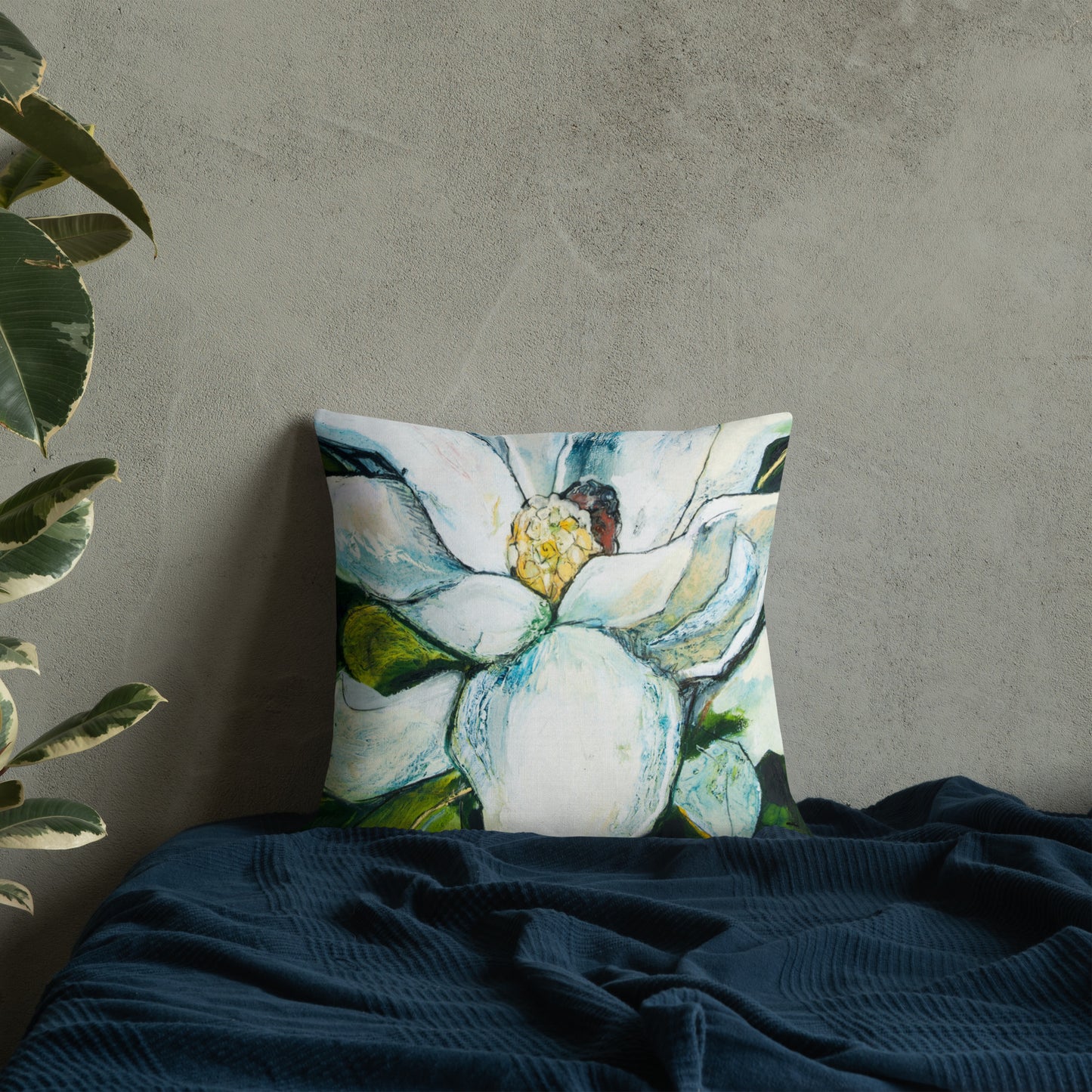 Open Petal Magnolia Premium Pillow