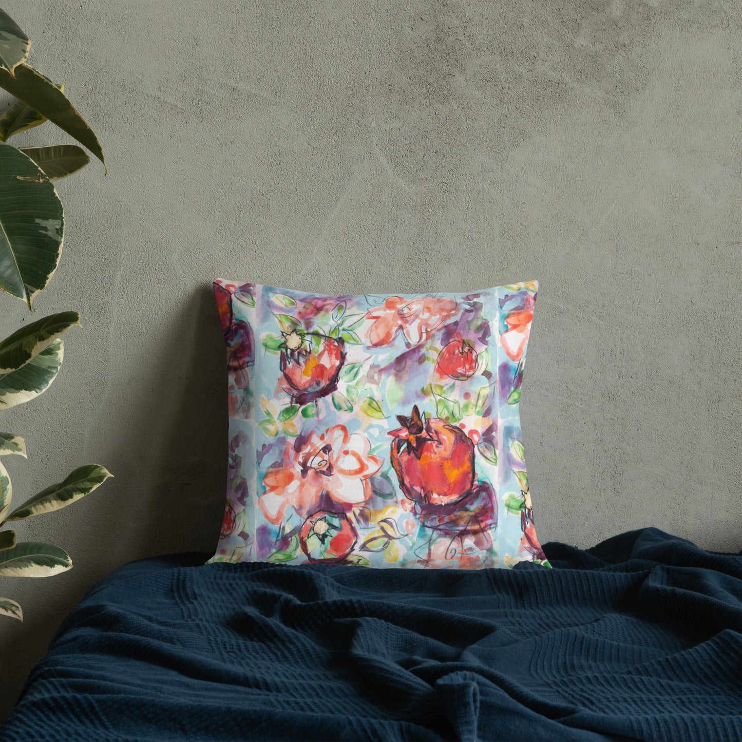 Tree of Life with Pomegranates Premium Pillow