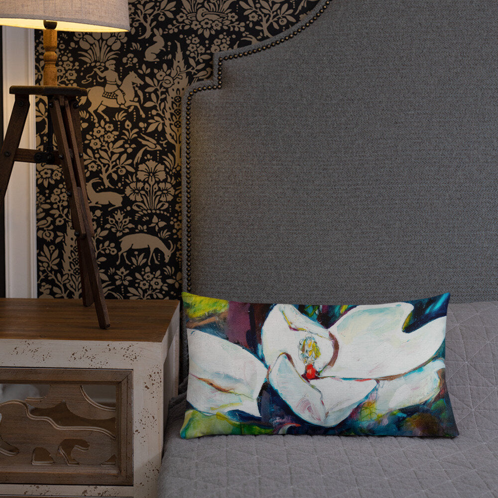 Magnolia with Painted Bunting Premium Pillow