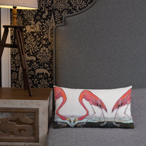 Pink Flamingo Pattern Premium Pillow