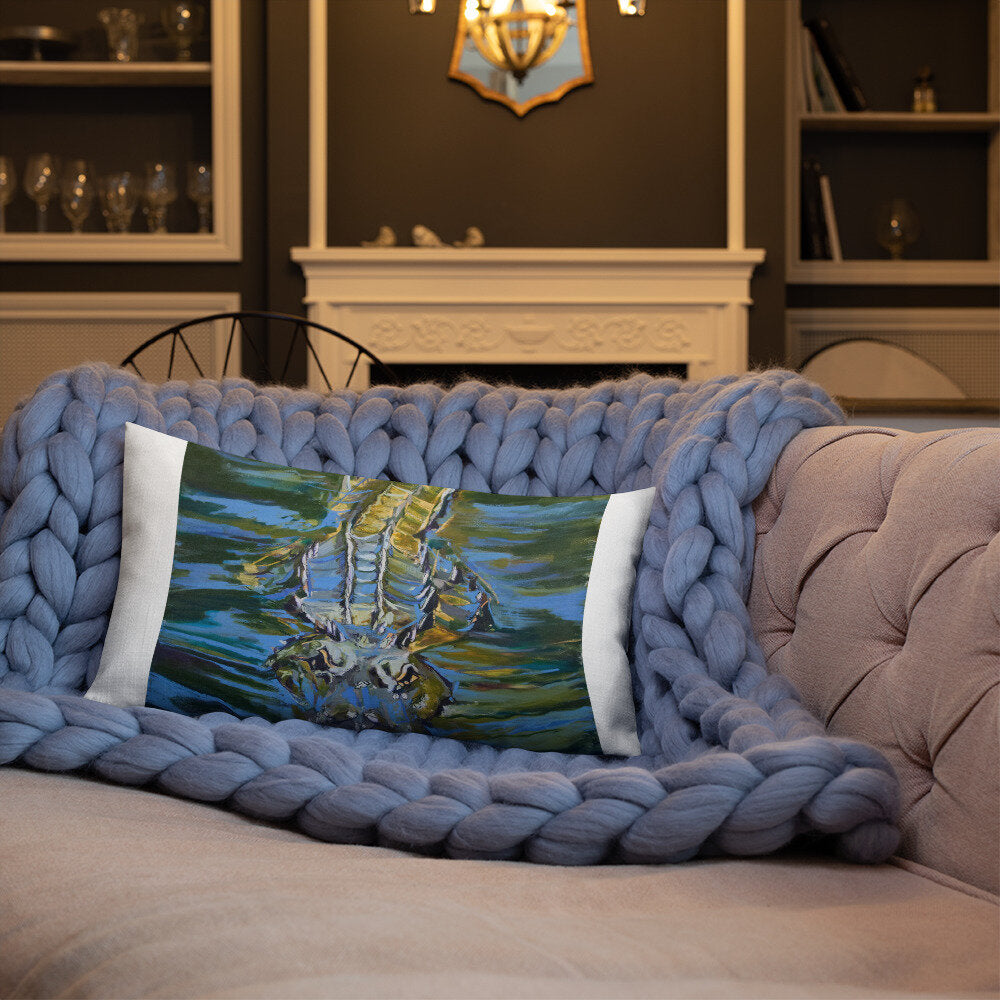 Alligator Under the Water Premium Pillow