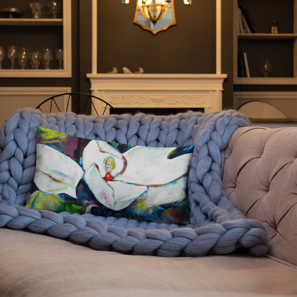 Magnolia with Painted Bunting Premium Pillow