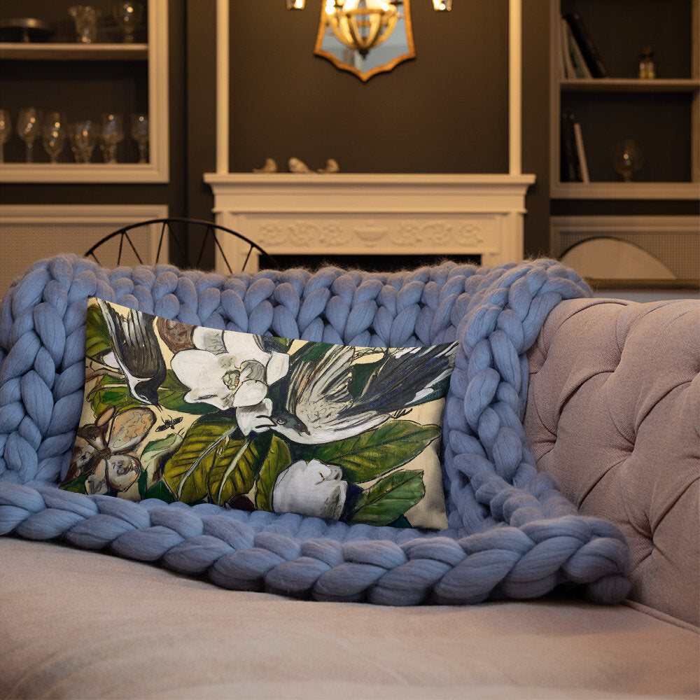 Cuckoos with Magnolia Premium Pillow