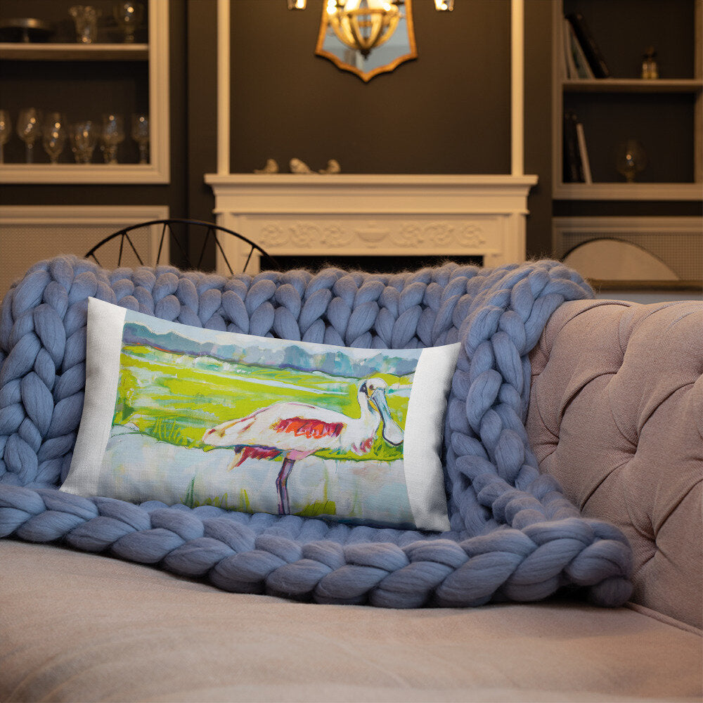 Roseate Spoonbill in His Sanctuary Premium Pillow