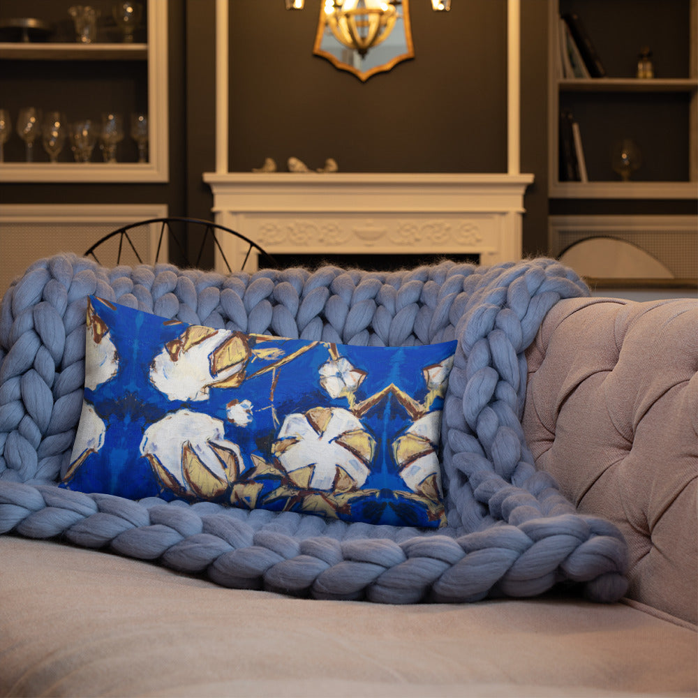 Cobalt & Gold Cotton Premium Pillow