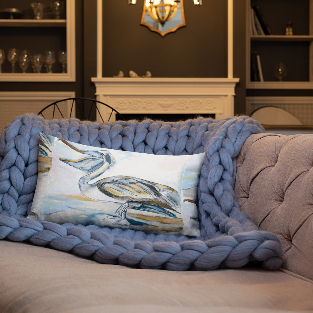 Brown Pelican on the Shore Premium Pillow