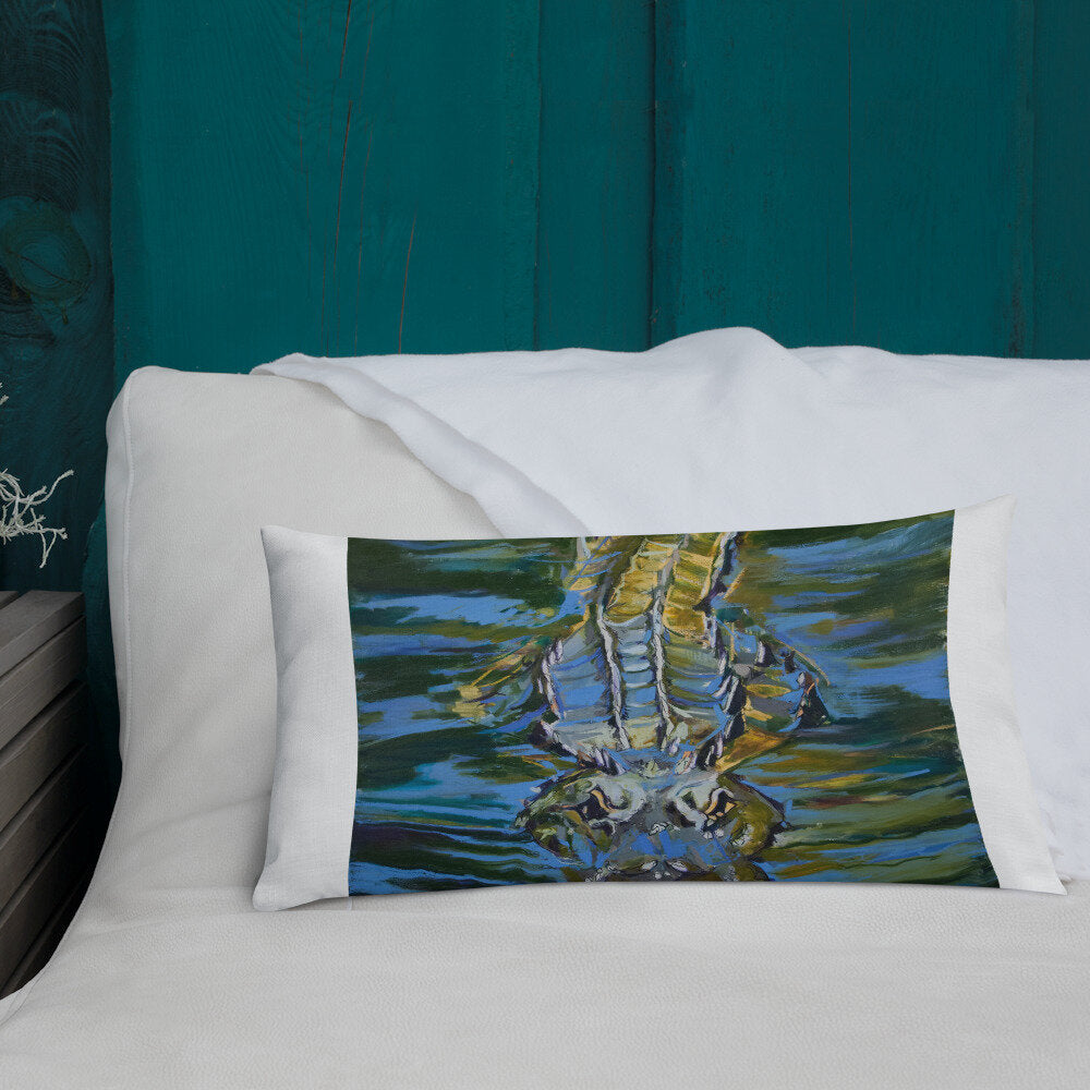 Alligator Under the Water Premium Pillow