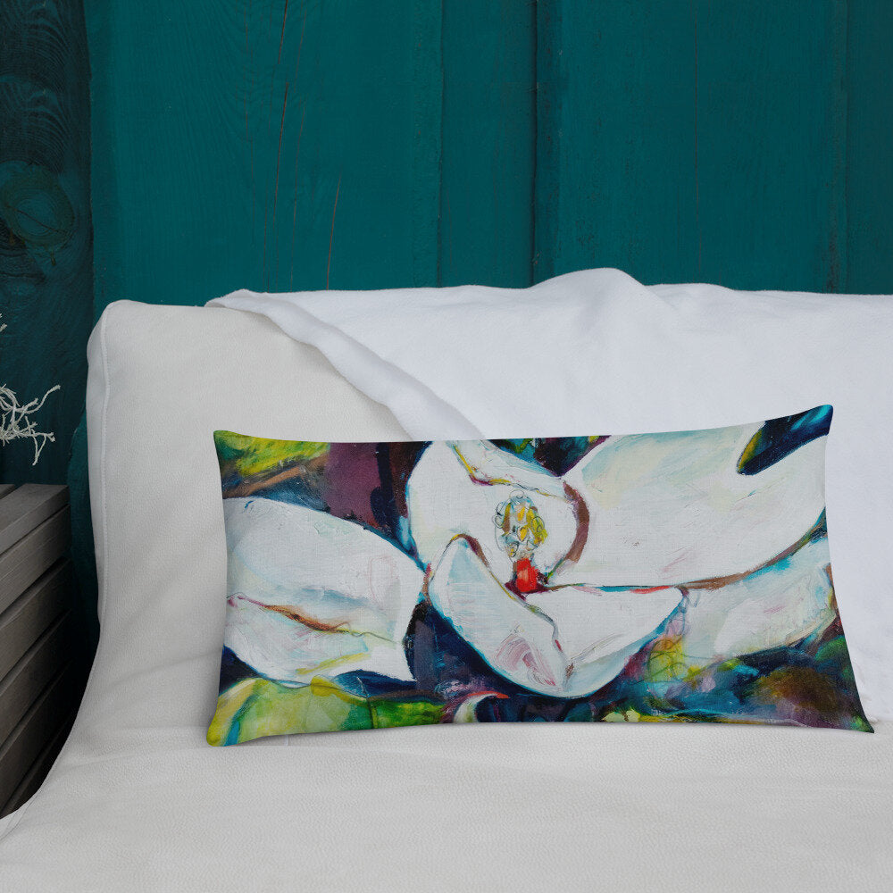 Magnolia with Painted Bunting Premium Pillow