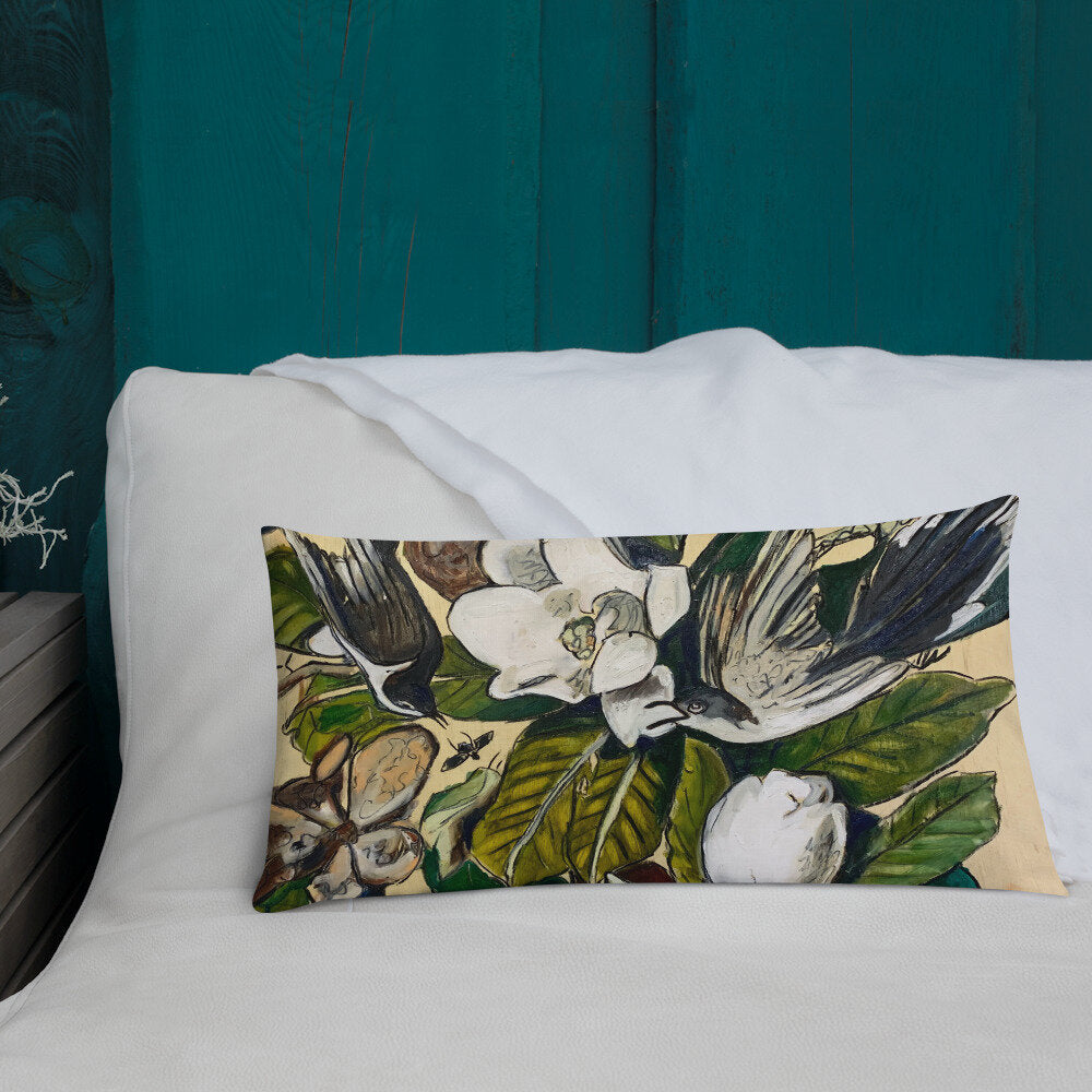 Cuckoos with Magnolia Premium Pillow