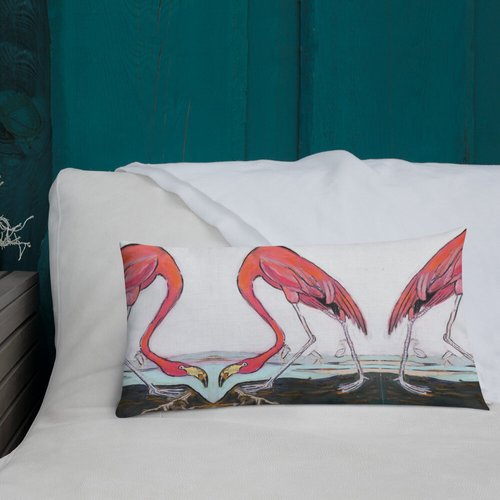 Pink Flamingo Pattern Premium Pillow