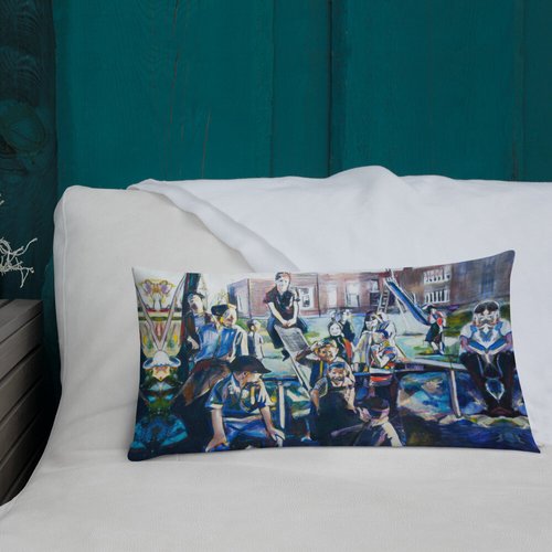 Vintage Schoolyard Reflection Premium Pillow