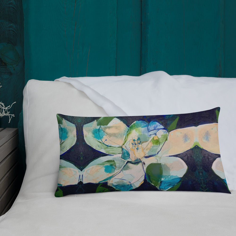 Bold Indigo Magnolia Premium Pillow