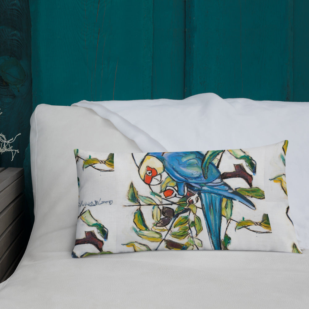 Blue Parakeets Premium Pillow