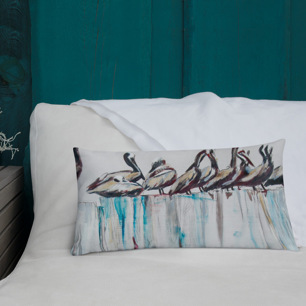 Pelicans on the Pier III Premium Pillow