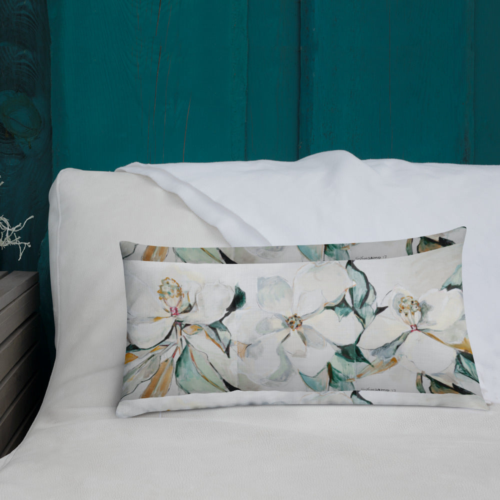 Soft Magnolia Triptych Premium Pillow