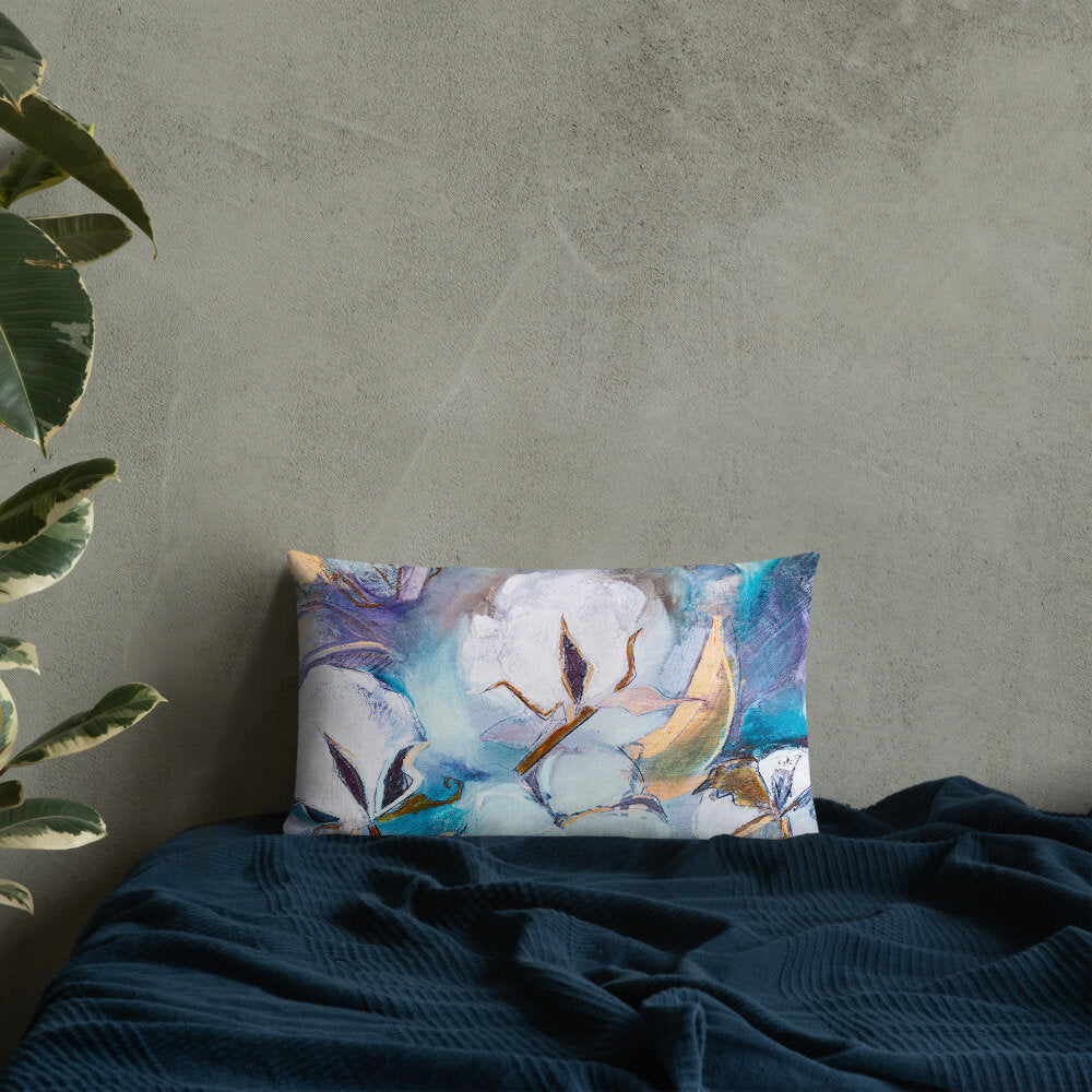 Cotton with Soft Teal Premium Pillow