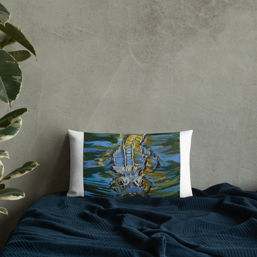 Alligator Under the Water Premium Pillow