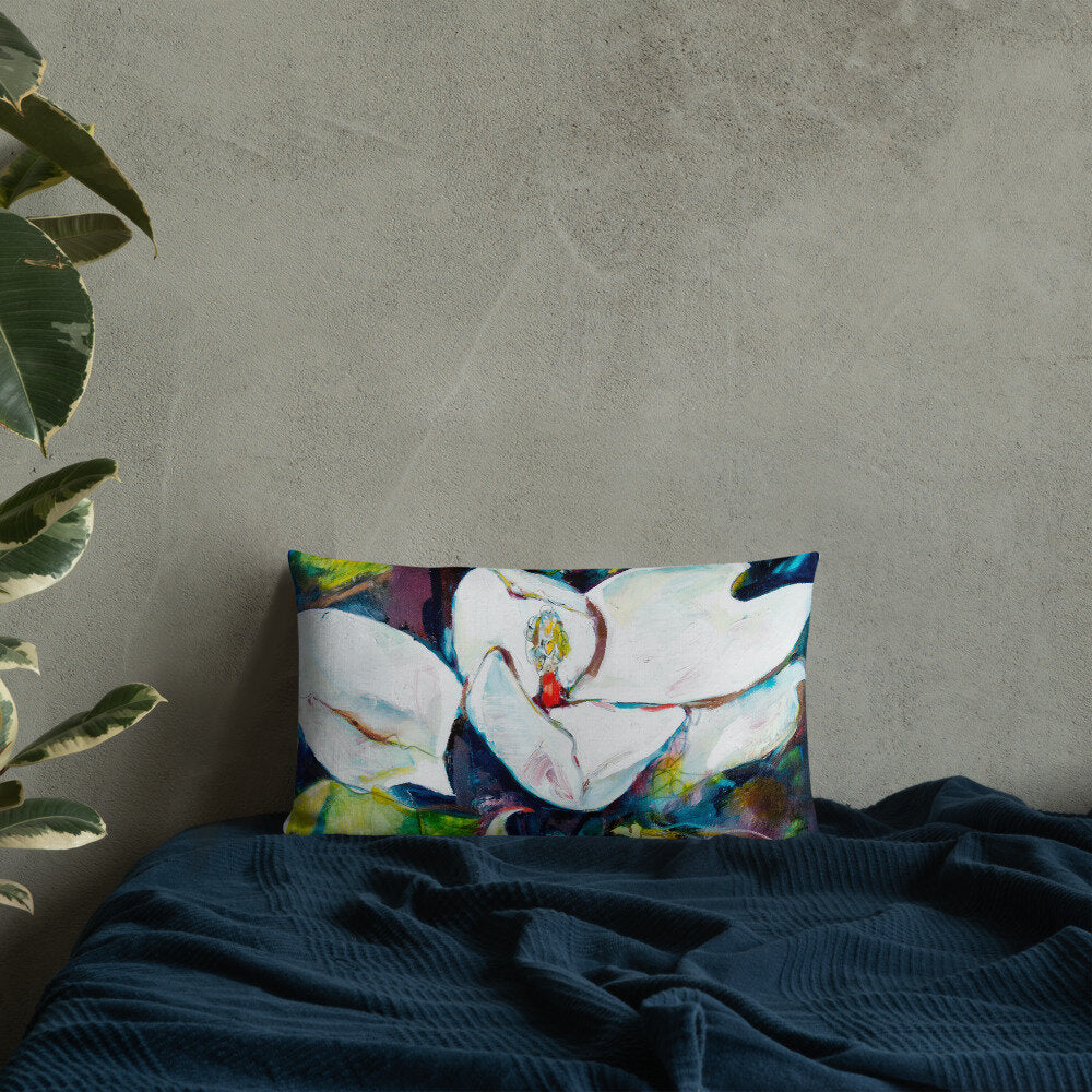 Magnolia with Painted Bunting Premium Pillow