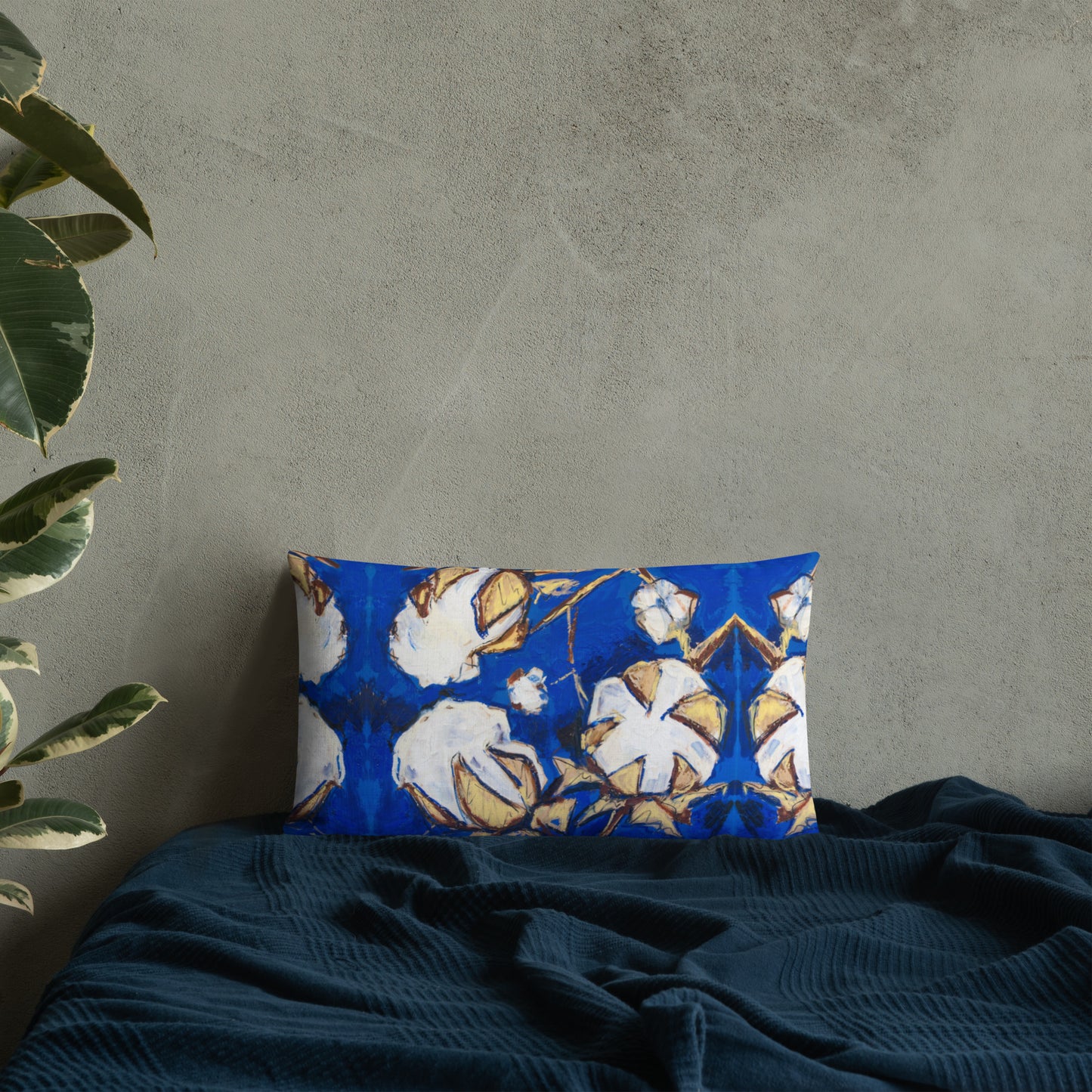 Cobalt & Gold Cotton Premium Pillow