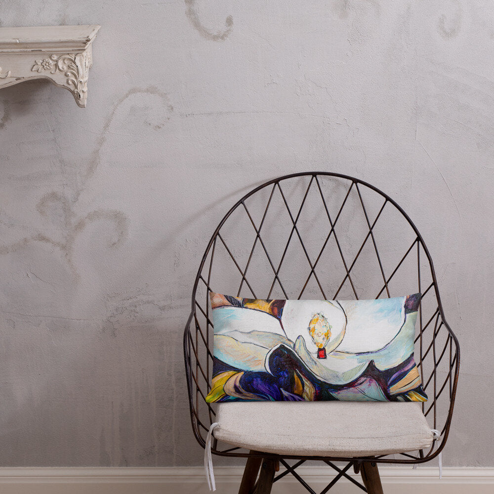 Purple and Gold Magnolia Premium Pillow