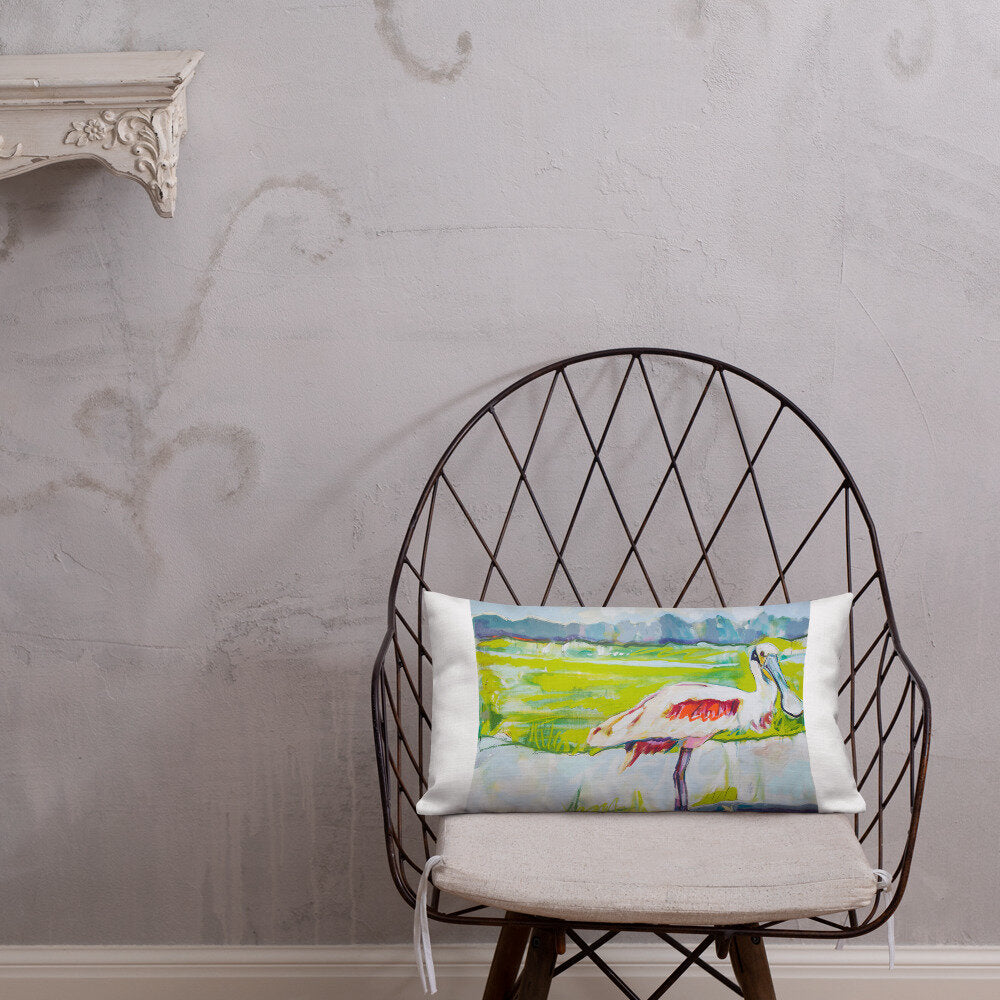 Roseate Spoonbill in His Sanctuary Premium Pillow