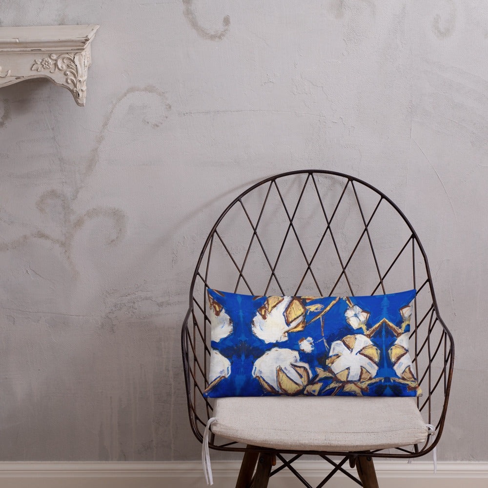 Cobalt & Gold Cotton Premium Pillow
