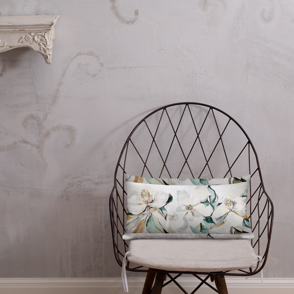 Soft Magnolia Triptych Premium Pillow